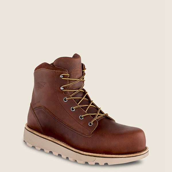 Red Wing Safety Boots Mens Brown - Traction Tred Lite - 6-inch Waterproof Toe - 0641375-YL